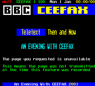 An Evening With Ceefax - Page Not Found